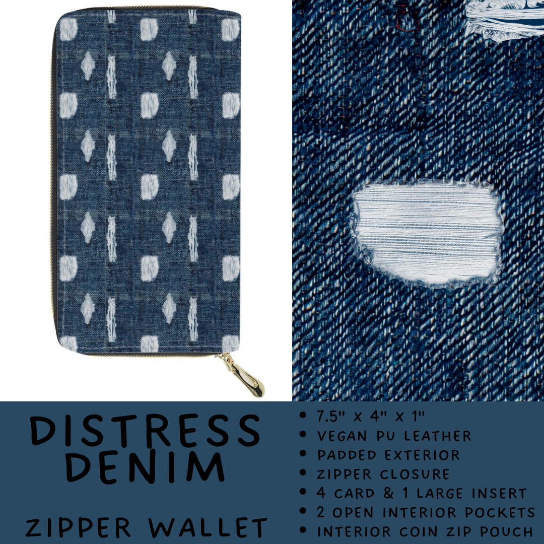 Batch #460 - Zip It Collection - Closes 12/5 - ETA late Jan - Distress Denim Zipper Wallet