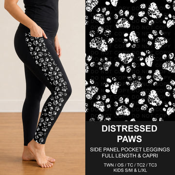 B300 - Preorder Distressed Paws Side Panel Pocket Leggings (Closes 7/15. ETA: mid Sept.)