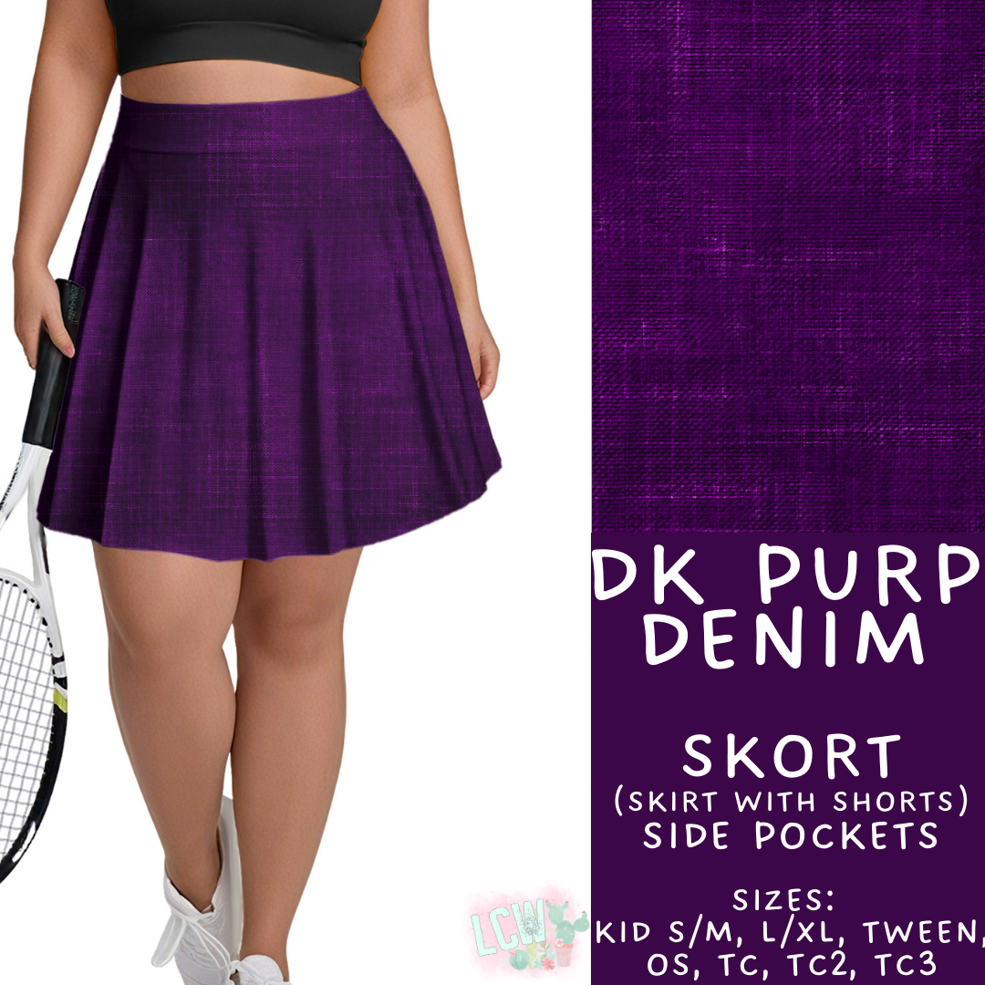 Batch #481 - Colorful Denim - Closes 1/26 - ETA late March - Dk Purp Denim Skort