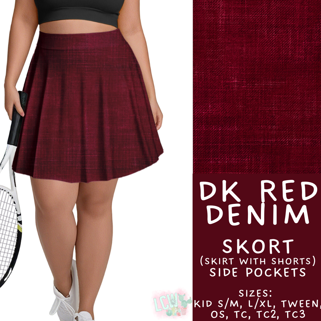 Batch #481 - Colorful Denim - Closes 1/26 - ETA late March - Dk Red Denim Skort