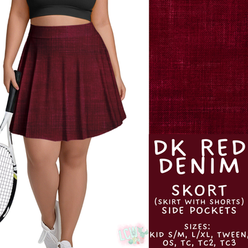 Batch #481 - Colorful Denim - Closes 1/26 - ETA late March - Dk Red Denim Skort