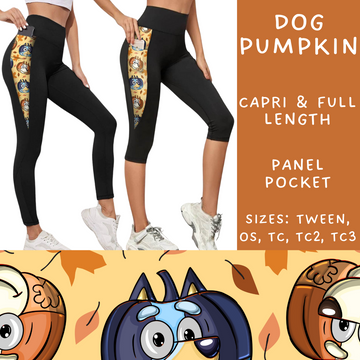 Batch #214 - Character Fall Sets - Closes 10/9 - ETA mid Nov - Dog Pumpkin Panel Pocket Full and Capri Length Leggings