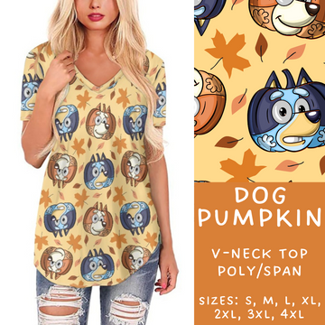 Batch #214 - Character Fall Sets - Closes 10/9 - ETA mid Nov - Dog Pumpkin V-Neck Tee