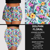 Dolphin Floral Print SUper Soft Stretchy  Jogger or Biker Shorts w/ Pockets