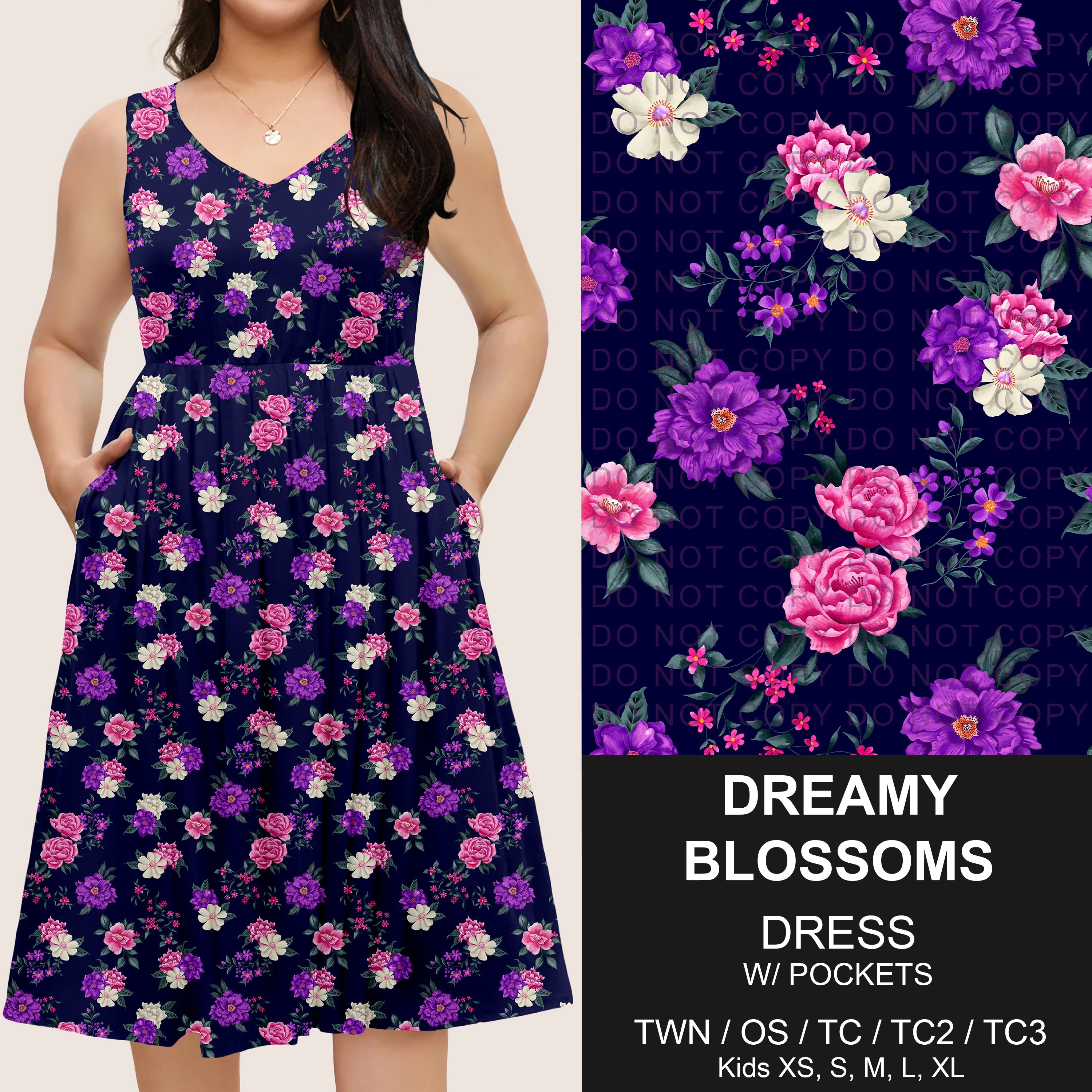 B275 - Preorder Dreamy Blossoms Sleeveless Pocket Dress (Closes 2/25. ETA: early May)