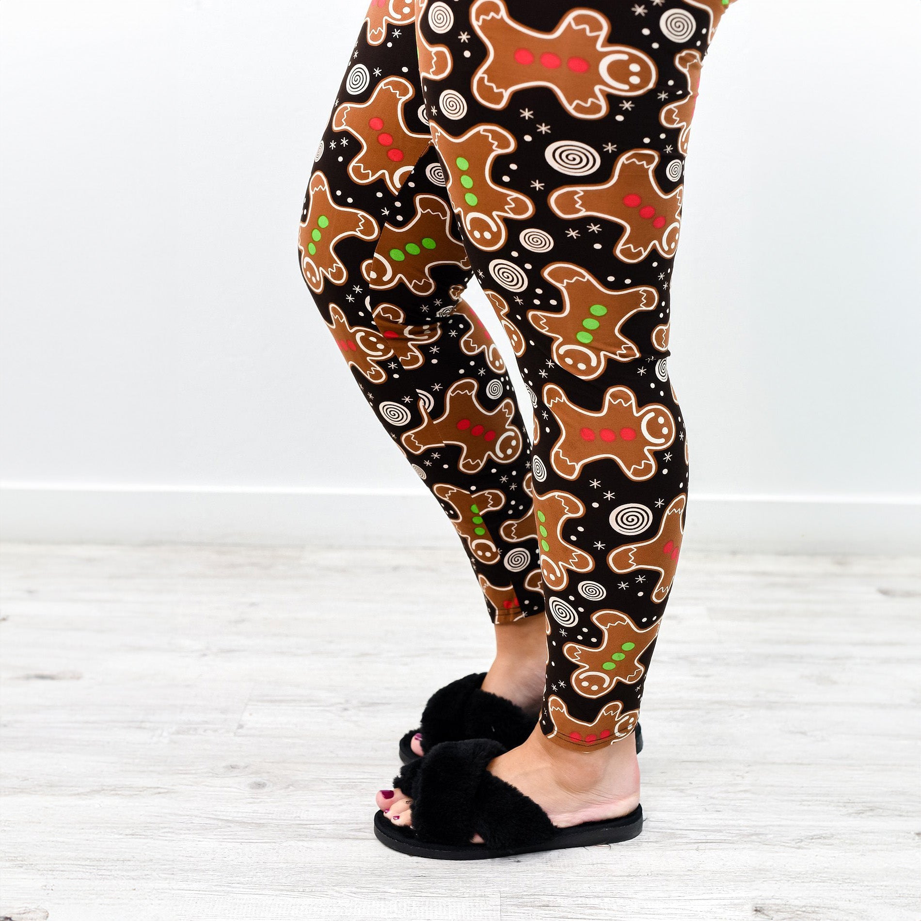 Gumdrop Gingerbread Man Print Christmas Soft Leggings