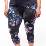 Galaxy Flower Print Capri & Full Length Soft Black Leggings