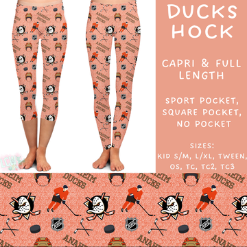 Batch #243 - Hockey - Closes 11/25 - ETA mid Jan - Ducks Hock Full and Capri Length Leggings