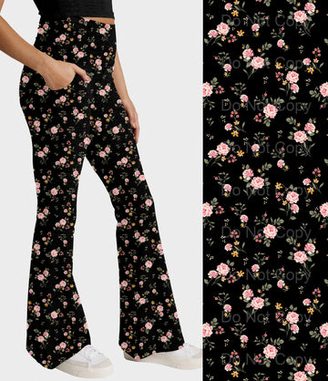 RTS - Dainty Floral Flare Leggings w/ Pockets