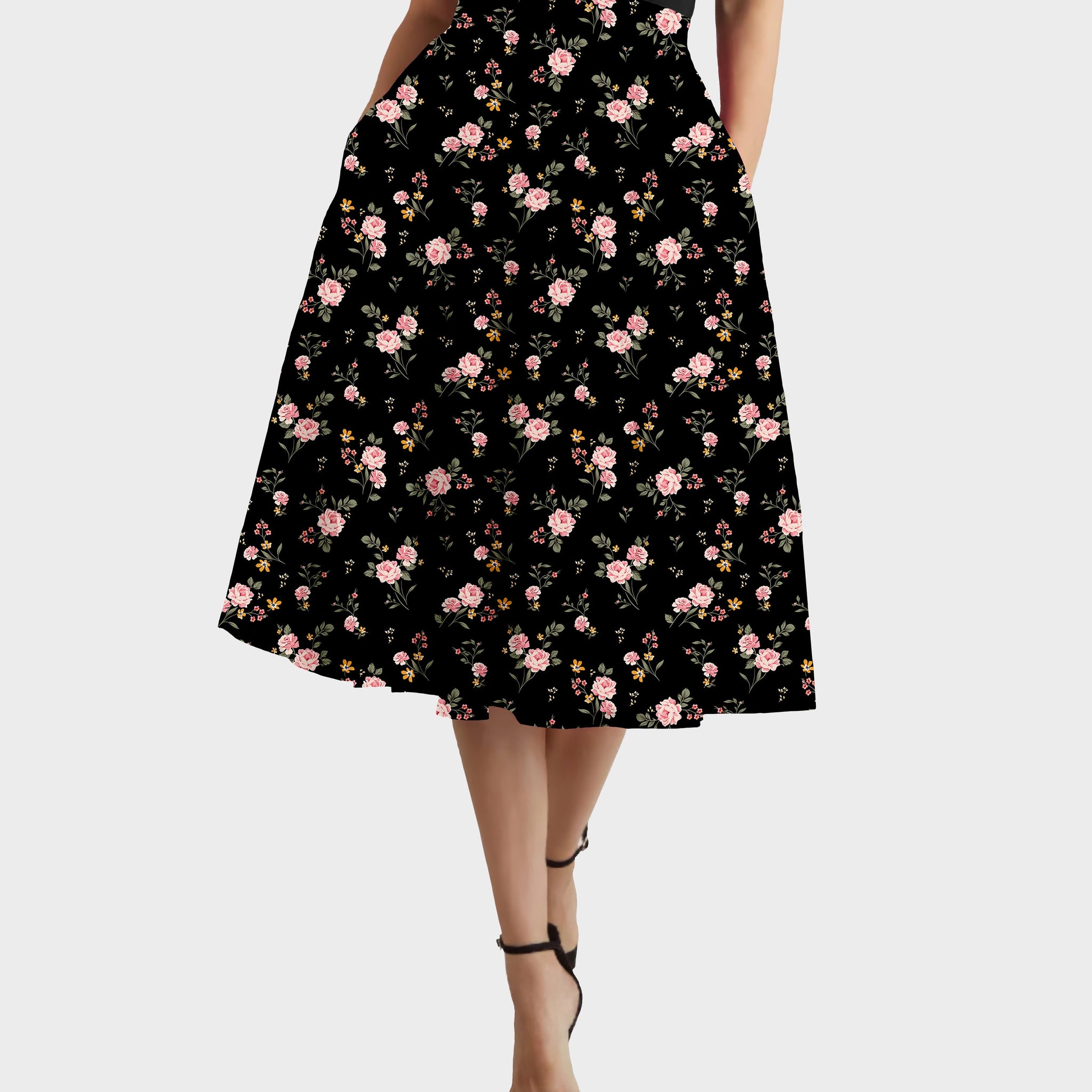 RTS - Dainty Floral Swing Skirt w/ Pockets