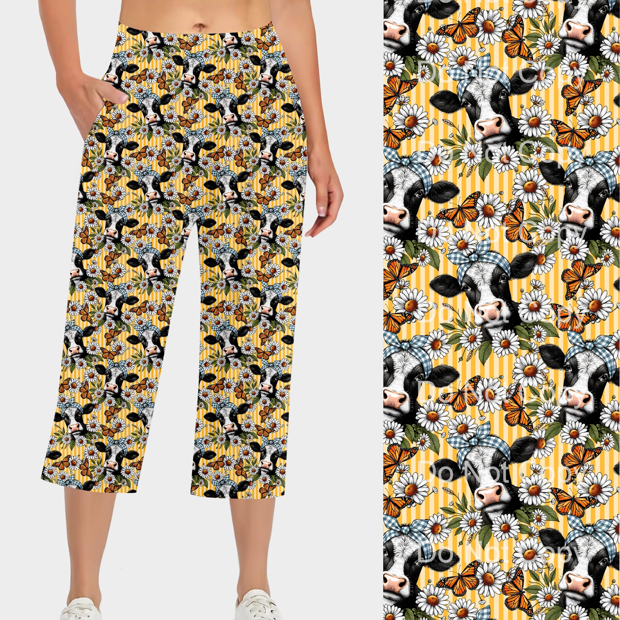 RTS - Daisy Cows Capri Lounge Pants