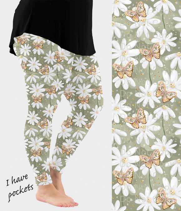RTS - Daisy Butterfly Leggings w/ Pockets