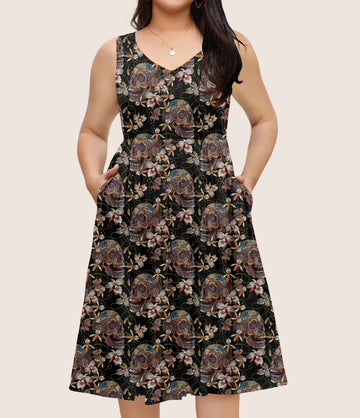 RTS - Deadly Bloom Sleeveless Pocket Dress