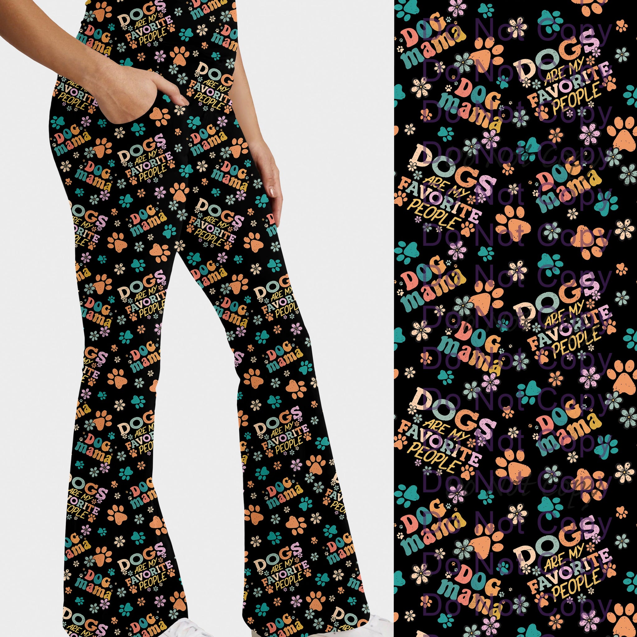 RTS - Dogs are My Favorite Flare Leggings w/ Pockets