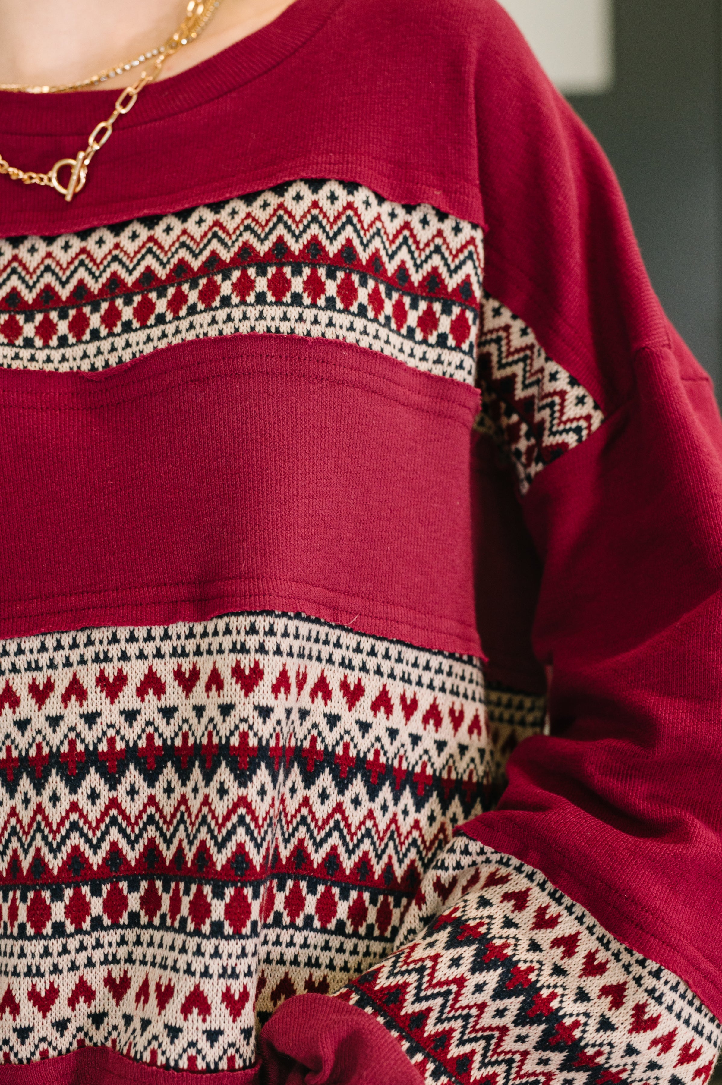 Don't Let Me Miss It Color Block Detail Top