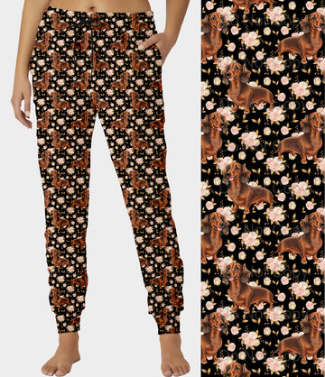 RTS - Floral Doxie Joggers