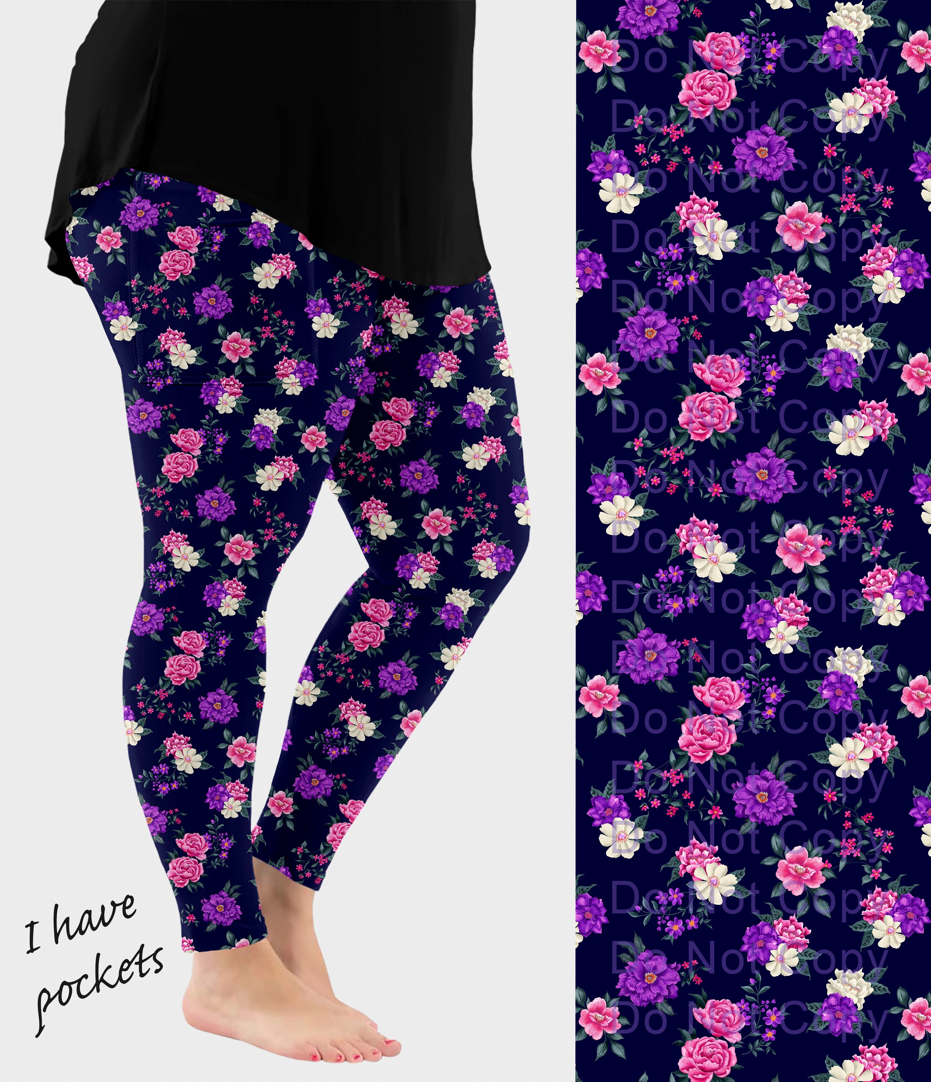 RTS - Dreamy Blossoms Floral Leggings with Pockets