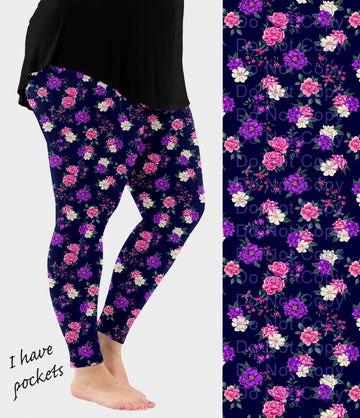 RTS - Dreamy Blossoms Floral Leggings with Pockets
