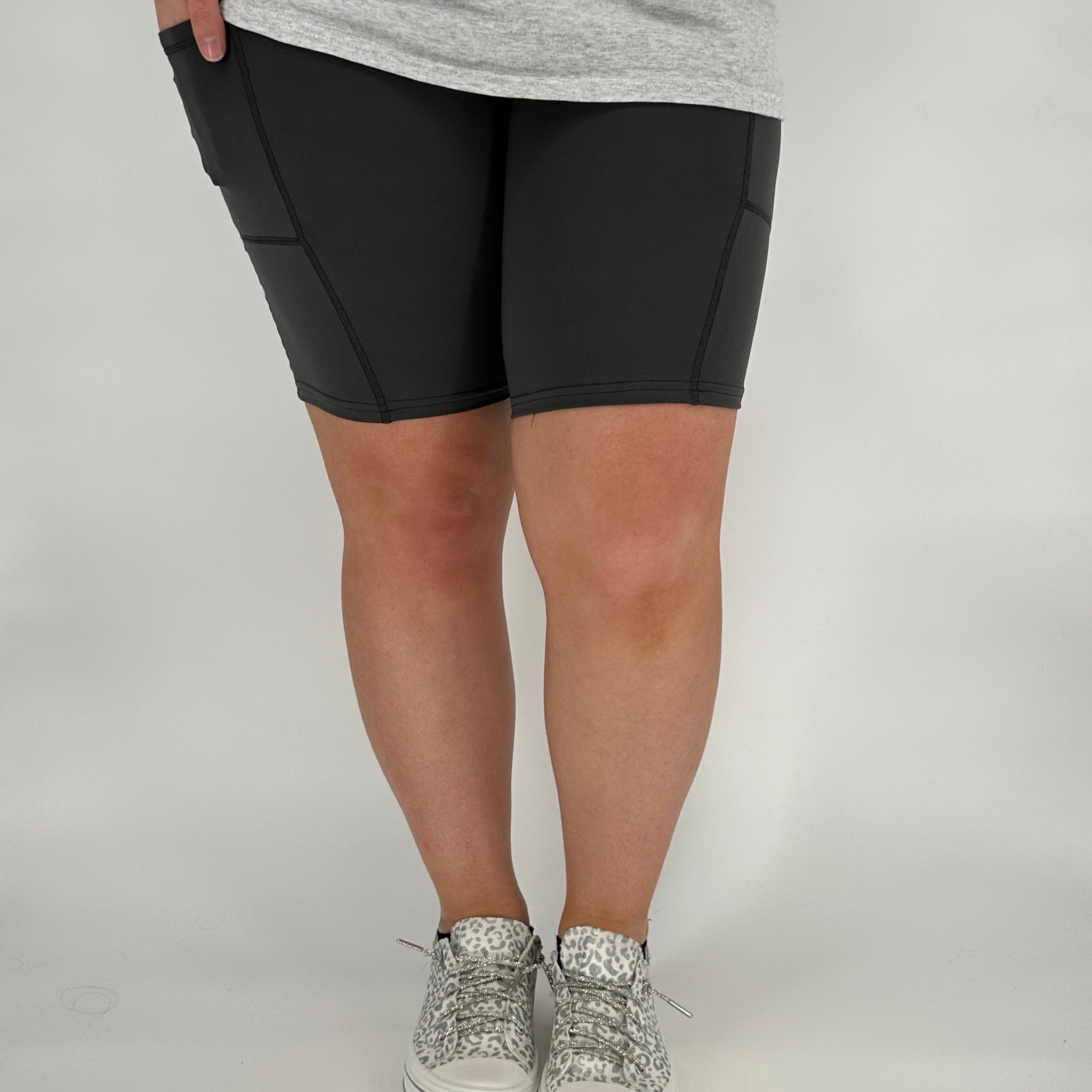 Charcoal Biker Shorts w/ Pockets