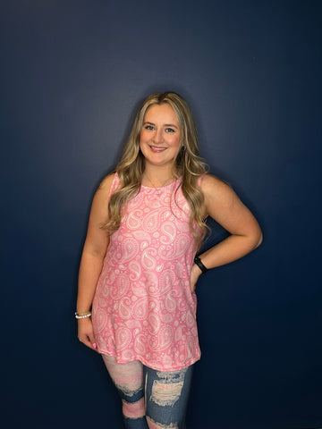 Pink Paisley Flowy Tank Top