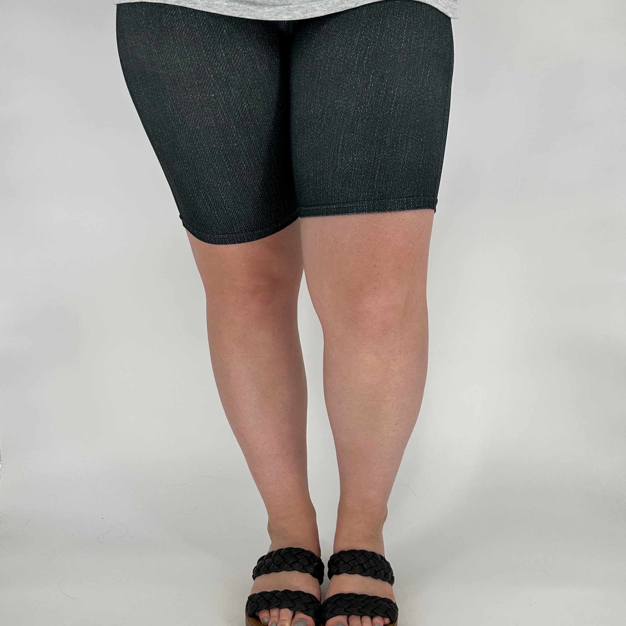 Black Denim Biker Shorts w/ Back Pockets