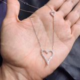 Double Heart 925 Sterling Silver Necklace 18"+2" | White CZ or Rose Gold Ruby Sapphire CZ | Dainty Gift for Her