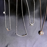 925 Sterling Silver CZ Necklaces – Star Moon, Snowflake, Heart, Infinity Bar