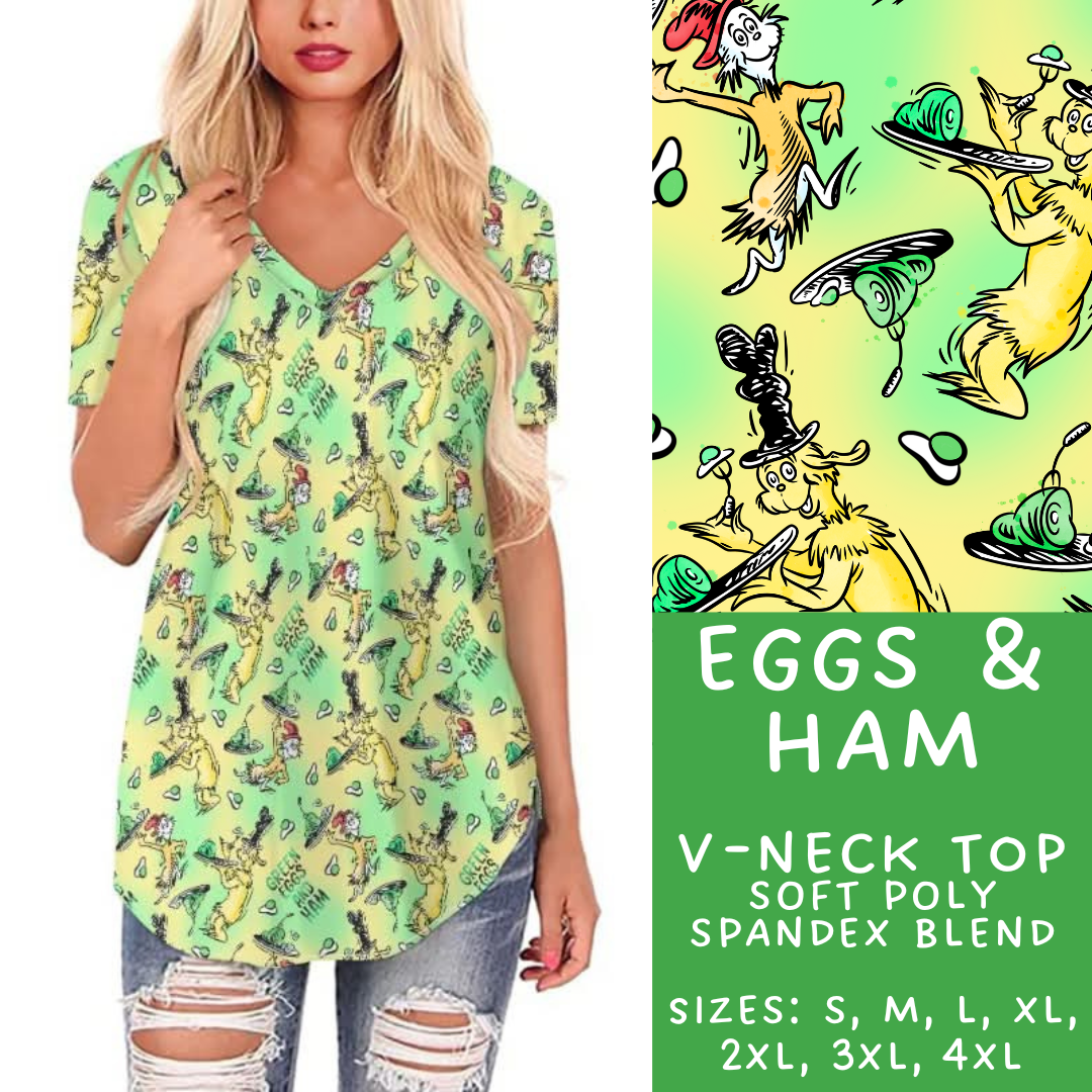 Batch #272 - Storybook Collection - Closes 1/17 - ETA late March - Eggs & Ham V-Neck Tee