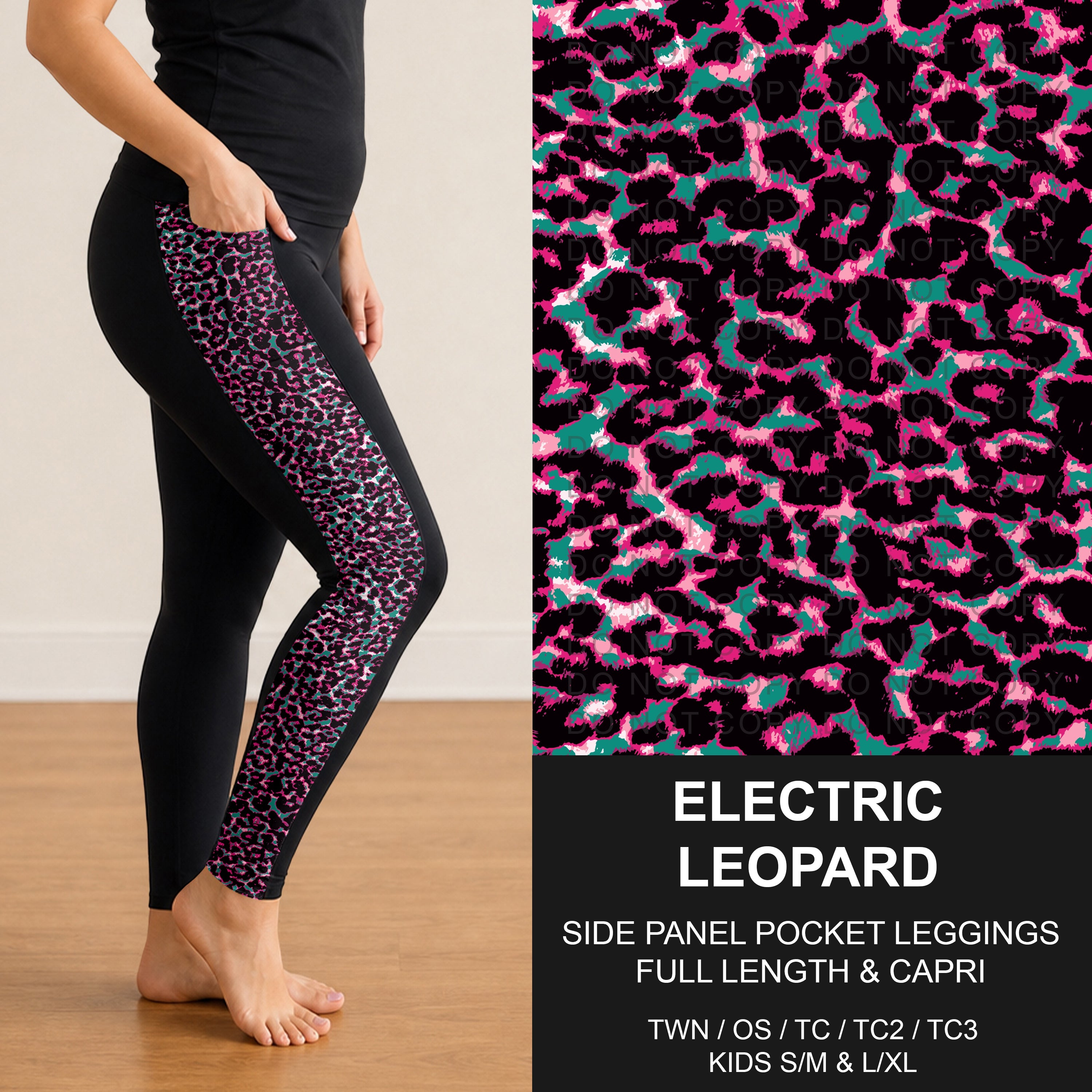 B300 - Preorder Electric Leopard Side Panel Pocket Leggings (Closes 7/15. ETA: mid Sept.)