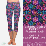 Ready To Ship - Embroidered Purple Capris