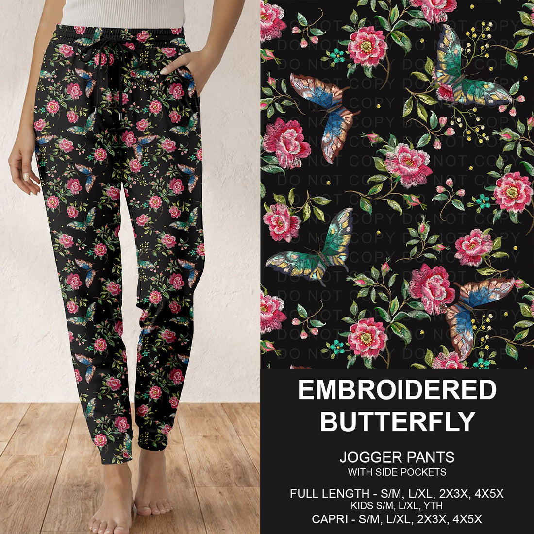 Embroidered Butterfly Joggers