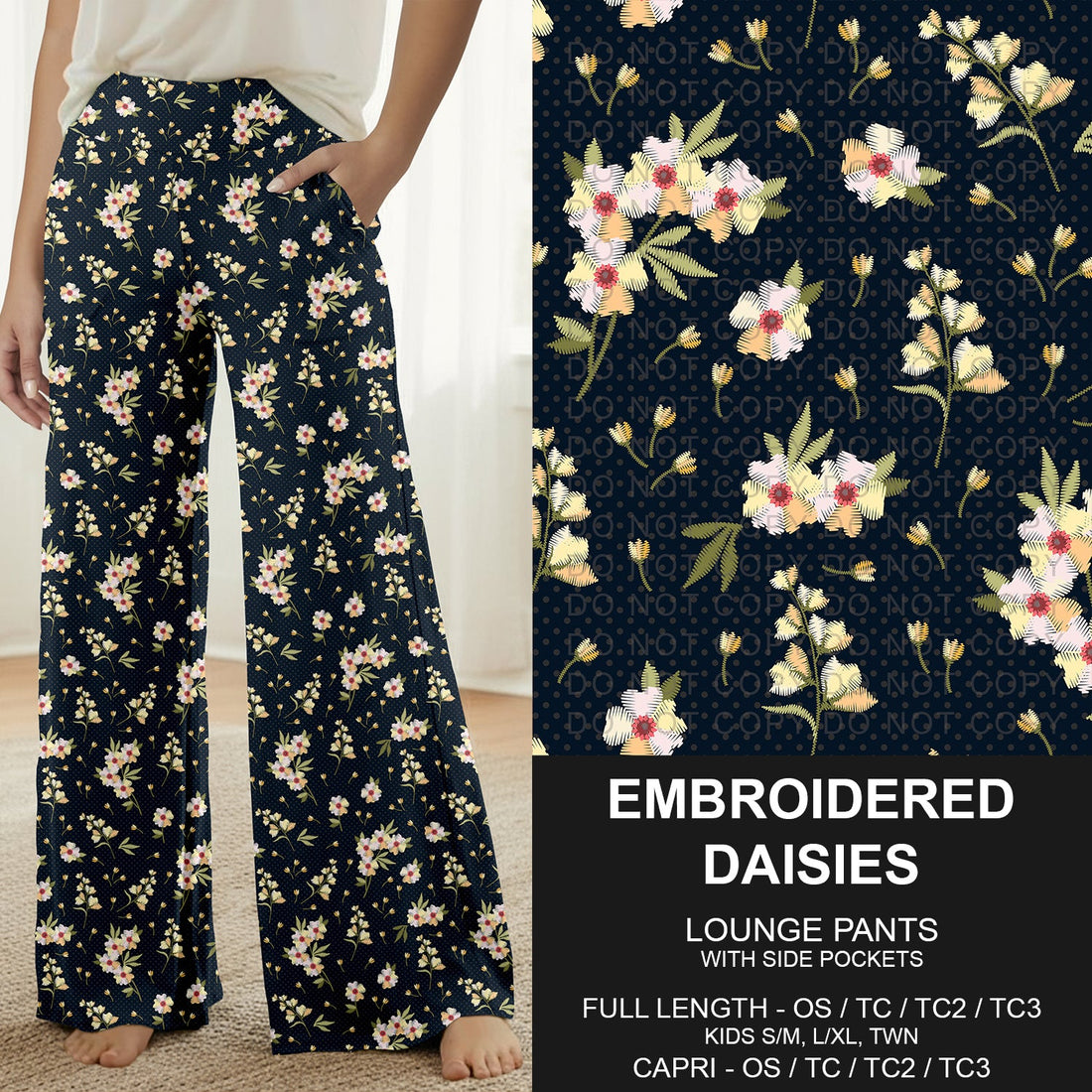 Embroidered Daisies Lounge Pants