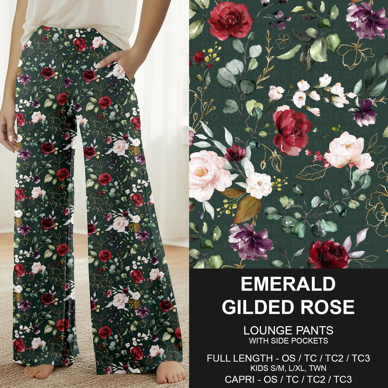 B277 - Preorder Emerald Gilded Rose Lounge Pants (Closes 3/08. ETA: mid May)