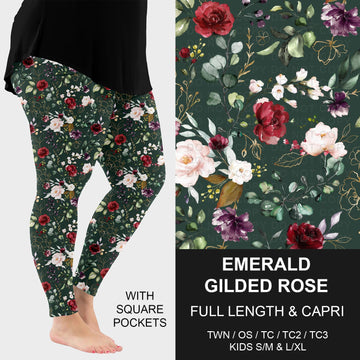 B277 - Preorder Emerald Gilded Rose Leggings w/ Pockets (Closes 3/08. ETA: mid May)