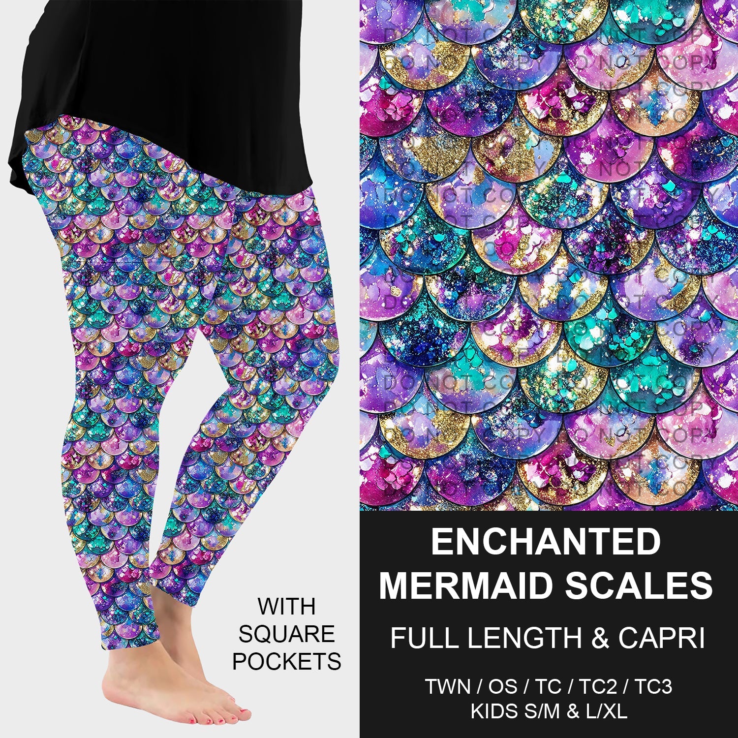 B292 - Preorder Enchanted Mermaid Scales Leggings w/ Pockets (Closes 5/24. ETA: late July)