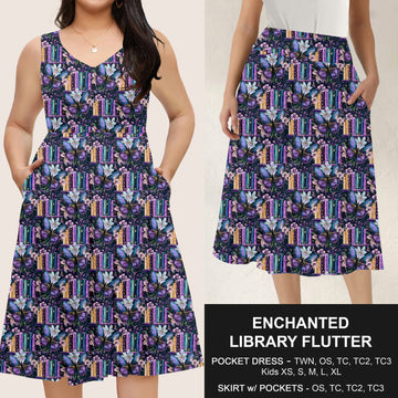 B285 - Preorder Enchanted Library Flutter Dress/Skirt with Pockets (Closes 4/15. ETA: mid June)