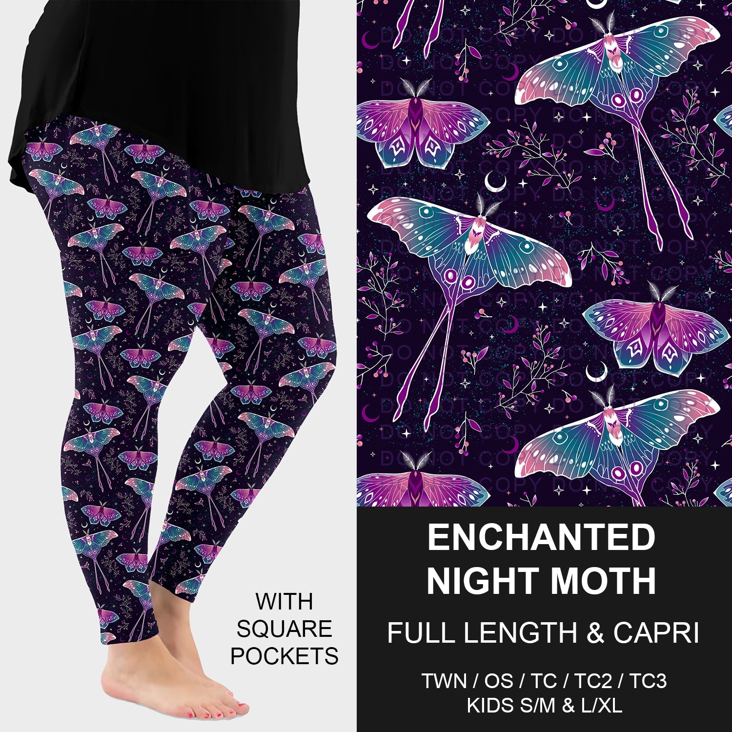 B264 - Preorder Enchanted Night Moth Leggings w/ Pockets (Closes 12/07. ETA: early Feb.)