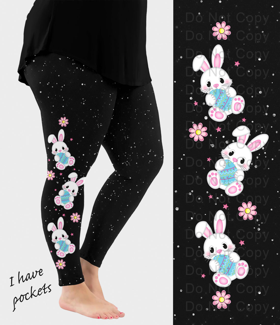 RTS - Easter Bunny Side Design Leggings w/ Pockets