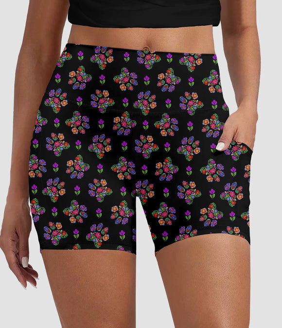 RTS - Embroidered Paws Biker Shorts w/ Pockets