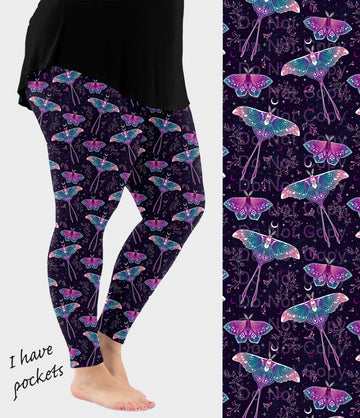 RTS - Enchanted Night Moth Leggings w/ Pockets