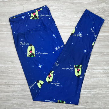 Enchanted Romance Print Leggings - Classic Storybook Blue Comfort Stretch