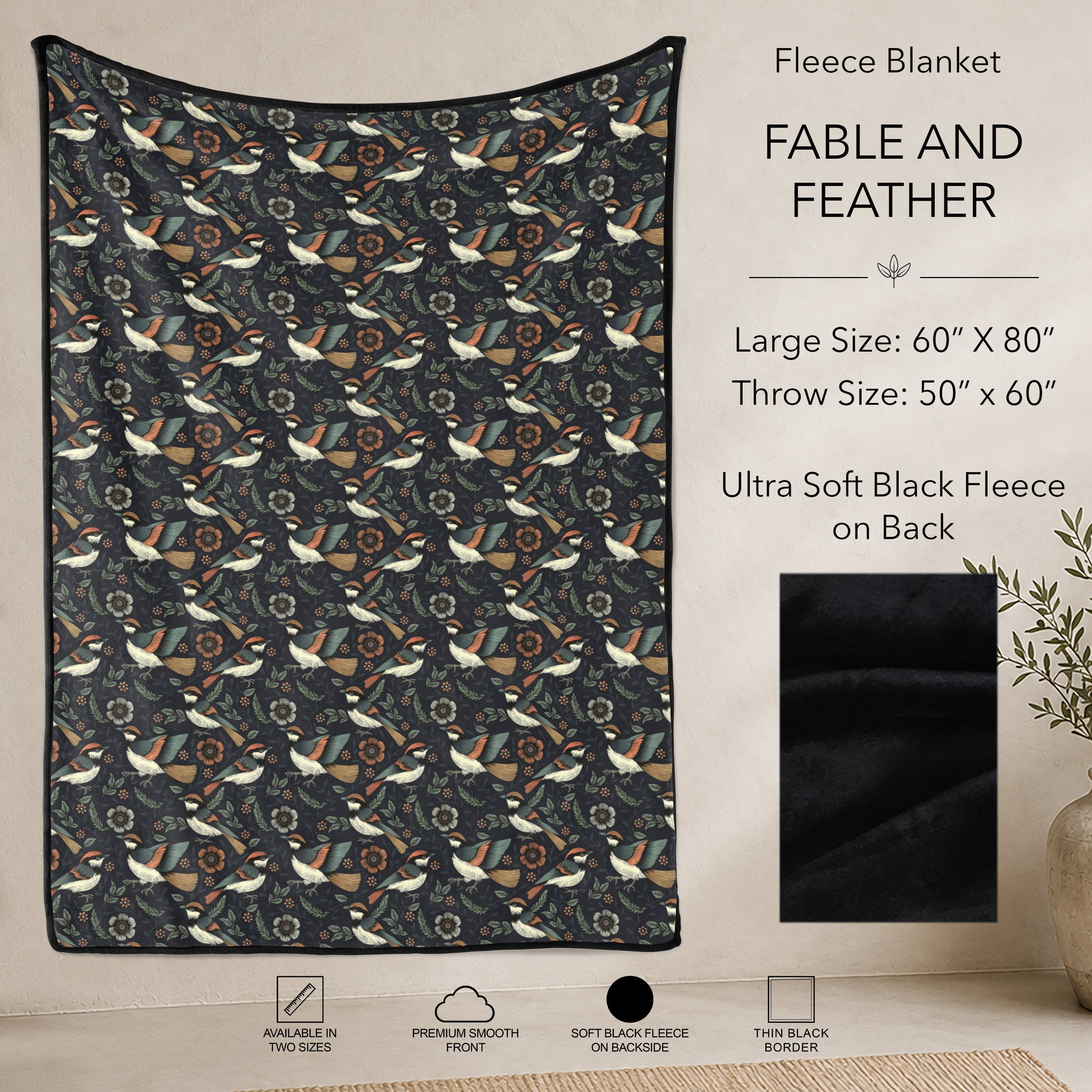 B304 - Pre-Order Fable and Feather Fleece Blanket (Closes 7/31. ETA: early Oct)