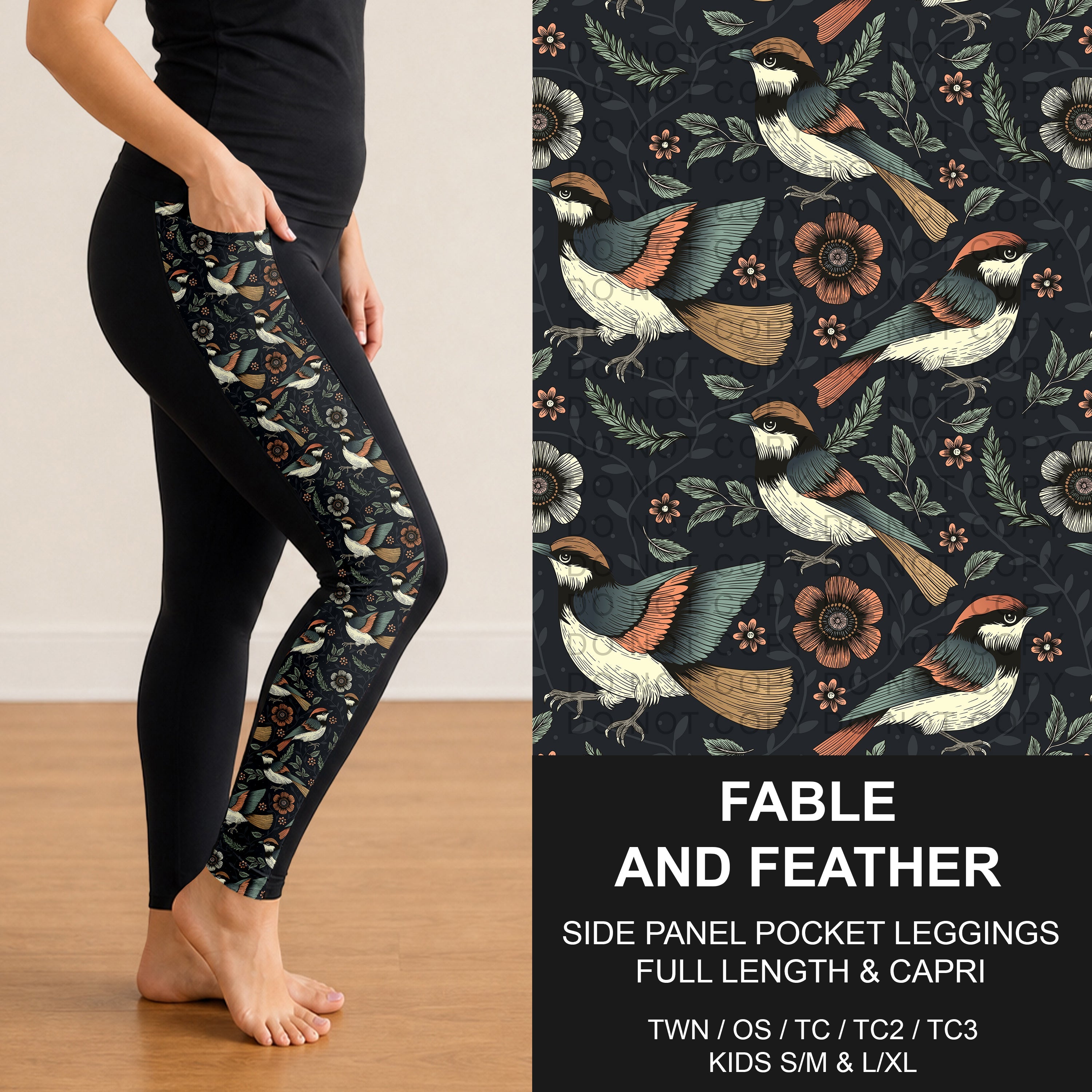 B309 - Preorder Fable and Feather Side Panel Pocket Leggings (Closes 8/23. ETA: late Oct.)
