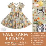 Ready to Ship - Fall Farm Friends Criss-Cross Bamboo Dress - 3T, 4T & 5T