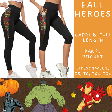 Batch #214 - Character Fall Sets - Closes 10/9 - ETA mid Nov - Fall Heroes Panel Pocket Full and Capri Length Leggings