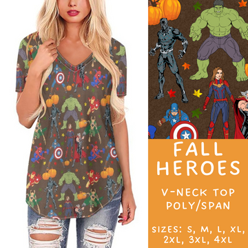 Batch #214 - Character Fall Sets - Closes 10/9 - ETA mid Nov - Fall Heroes V-Neck Tee