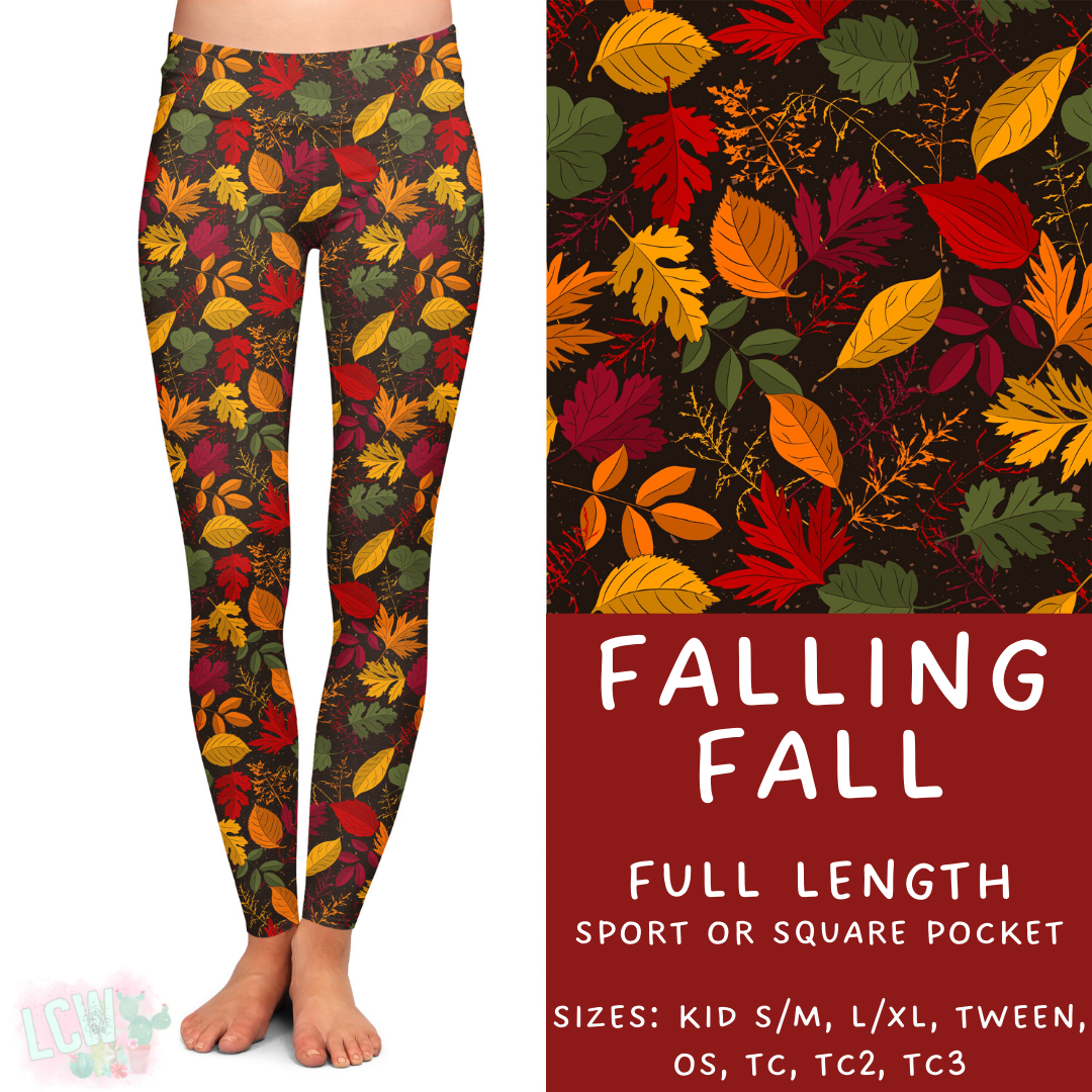 Ready to Ship - Falling Fall Full Length Leggings - Sport Pocket TC