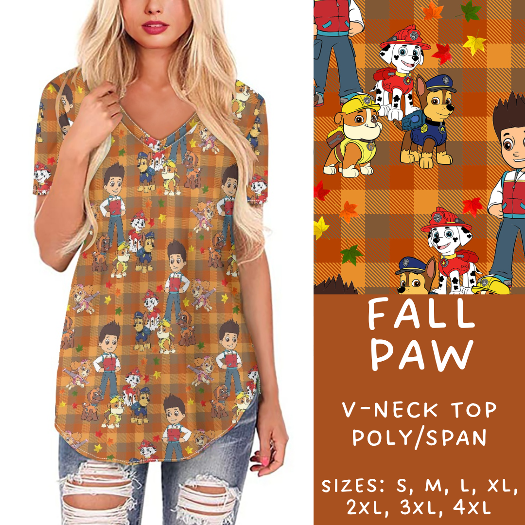 Batch #214 - Character Fall Sets - Closes 10/9 - ETA mid Nov - Fall Paw V-Neck Tee