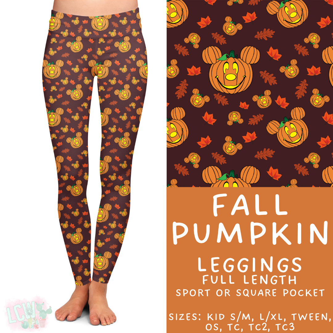 Ready to Ship - Fall Pumpkin Full Length Leggings - Sport Pocket OS & Square Pocket TC2