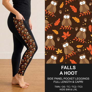 B308 - Preorder Falls a Hoot Side Panel Pocket Leggings (Closes 8/16. ETA: late Oct.)